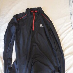 Salomon Mens Size Large Black 1/4 Zip Pullover Long Sleeve Advanced Skin Warm